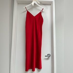 Red Midi Slip Dress (Size L)